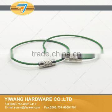 High Quality Green Stainless Steel Wire Keychain Cable Key Ring