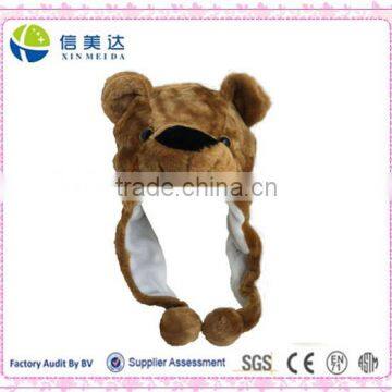 Soft Warm Winter Headwear Plush Animal Brown Bear earmuff Hat Cap