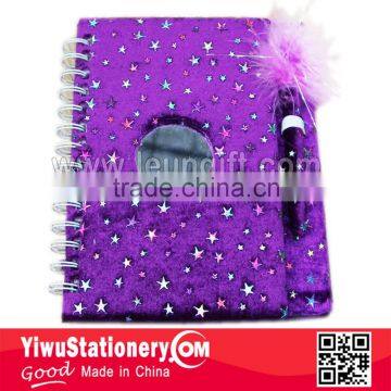 Super Soft Fabric Notebook with Fluffy Pen Set