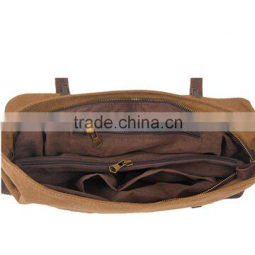 Durable Multi-purpose Waxed Canvas Vertical Men Leather Briefcase Bag Wholesale photo-6