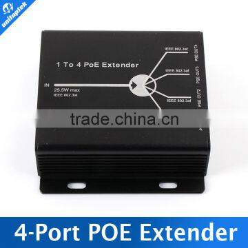 25.5W Max IEEE802.3at in 4 Channel 4-Ports POE Repeater Max Transimitte 120M Distance