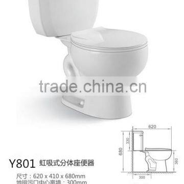 Bathroom wc Toilet Ceramic Siphonic s Trap 300mm Two Piece Toilet Cheap Toilet Price Supplier Y801 photo-2