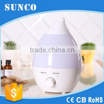 SUNCO hot sell drop shape humidifier home aroma diffuser with colorful LED light