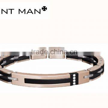 Coolman New products stainless steel and carbon fiber bracelet for men