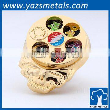 Manufacturer custom gold silver glitter metal dual layer spin coin