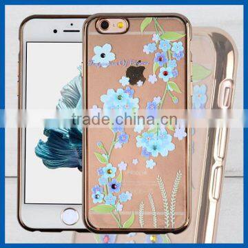 C&T Transparent Plating TPU Bling Rhinestone Cell Phone Case For iPhone 6s