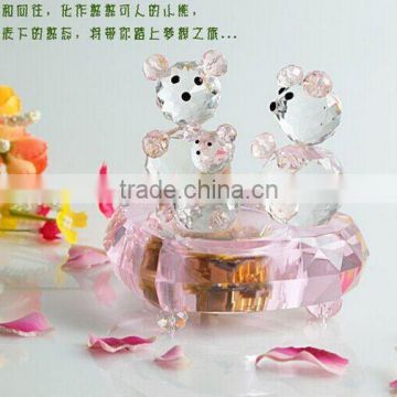 Pink Crystal Teddy Bear Music Box For Wedding Favor