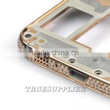 The latest Design Gold plating middle frame for SAMSUNG S6 Gold plated Middle Frame with Diomands