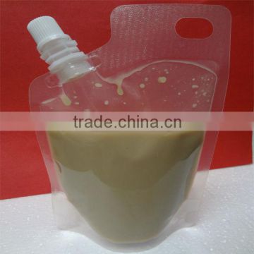 Custom stand up spouted clear plastic pouch for beverage