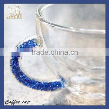 High Quality Multi-function Small Reusable Coffee Cup Sleeve Borosilicate Glass Tea Cupwith Blue Diamond Shank Unique Style photo-6