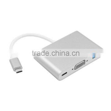 2016 Wholesale USB-C USB 3.1 Type C to VGA Projector & USB OTG & USB-C Female Charger Adapter for 12" New Mac Book photo-2