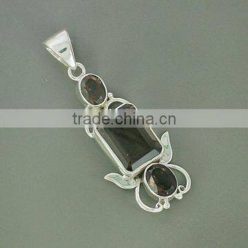 falak gems Smoky Quartz Gemstone Pendant,Silver Jewelry, Artisan Handmade Fine