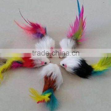 Mice Cat Toy - 25 Fur Mice 2" Long - Multicolored REAL RABBITS FUR MICE TOY photo-3