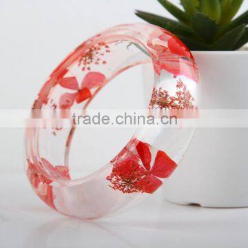 2016 Fashion Pressed Real Dried Flower Plants Resin Bangles Bracelet photo-2