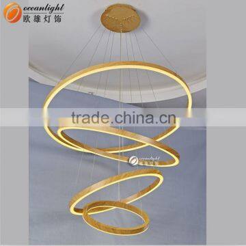 Wooden Finish Modernos Lamp Aluminum High Quality Light Circles Chandelier OM66113W photo-5