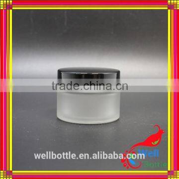 30ml 50ml Frosted Color Cosmetic Jar Glass With Silver Lid for Sale