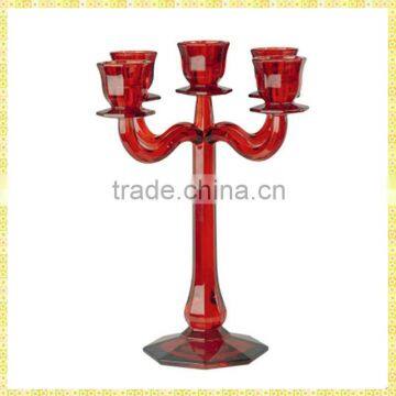 Handmade Exquisite Tall Crystal Red Candelabras For Wedding Table Decoration