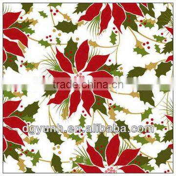 Red Flowers Pvc&Peva&pe&eva With flannel Or Non-woven Backing Tablecloth