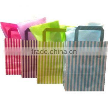 Candy Stripe Flat Handle Bags Birthday Party Paper Gift Bag