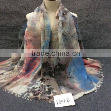 Eurpean America 2017 Wholesale Summer Spring Women fashion Ink painting scarf