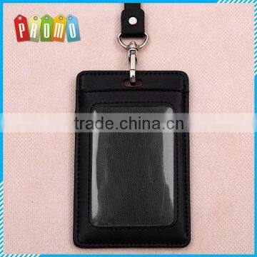 Wholesale Leather ID Card Holder With Leather Lanyard