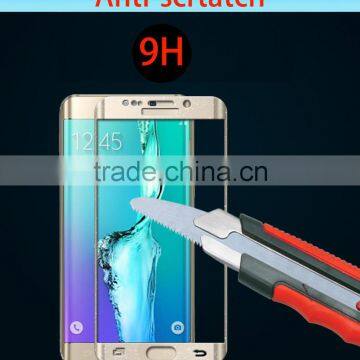 Electroplating Golden Colorful 3D Curved Tempered Glass Screen Protector for Samsung Galaxy S6 Edge Plus