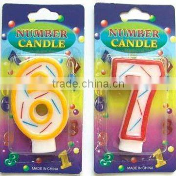 Wholesale Number candle-Strip design, available in 1 2 3 4 5 6 7 8 9 0 Kids Birthday Partyware Party Supplies