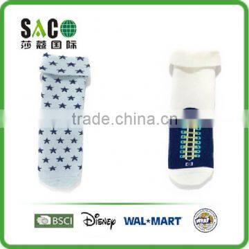 Star and Shoelace Terry Anti Baby Socks