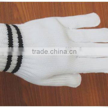 BSSAFETY Nylon Knitted Black and White Stripes Wrist Household Safety Gloves, Ganden Work Gloves photo-3