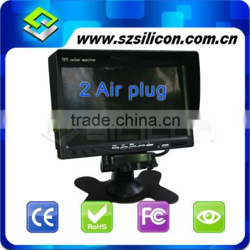 Professional 7 inch Digital Car Monitors 2 Aviation connector Inputs