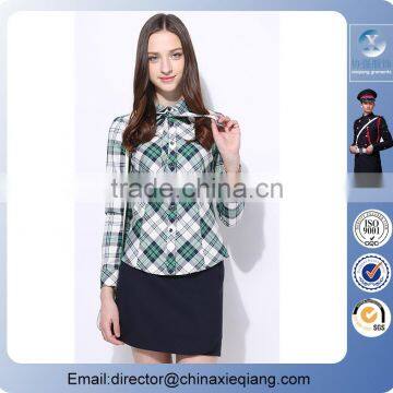 2016 fashion lady casual plaid shirt long sleeve shirt