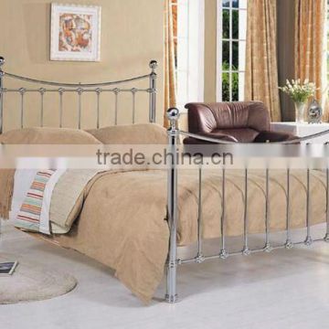 Modern design chrome metal double bed