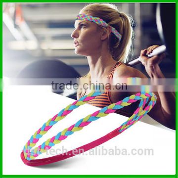 Cutom logo printing braid sport head band weave sweatband