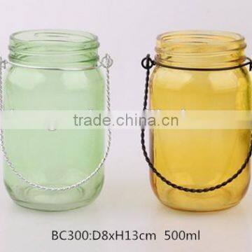 500ml round glass mason jar with sprayed color