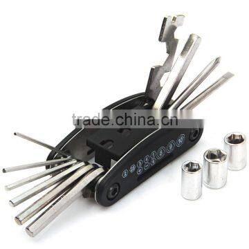 Outdoor Multi-purpose Black Bicycle Repair Tool Puller Wrench for MTB Bike Spanner Pump Set Riding Cycling