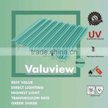 Covestro UV400 Color Corrugated plastic polycarbonate roofing Sheet (Valuview Green ROMA)