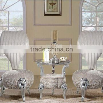 BISINI Petal Shaped Living Room Chair, European Style Solid Wood With Fabric Chair, Classic and Fancy Chair (BF01-X1197) photo-4