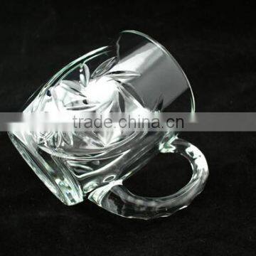 Embossed Flower Logo Glass Mug Transparent Glass Mug Cheap Glass Mug photo-2
