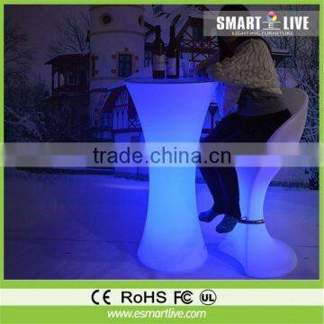 2014 flower shape led bar coffee tables/led bar table/lighted up bar coffee tables with remote control with 4 chairs