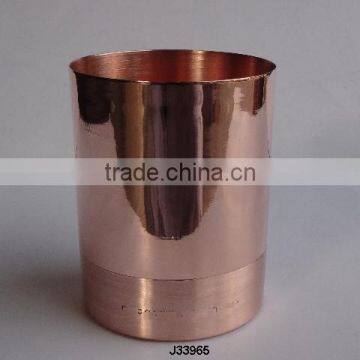 two tone solid copper candle holder with mirror polish