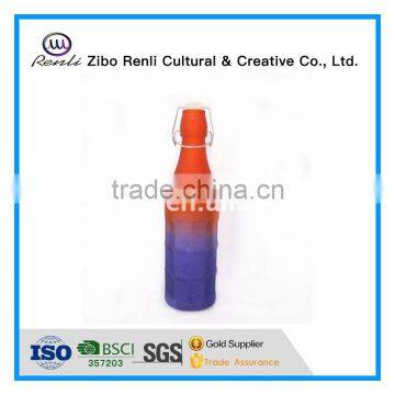 two colors Colored Square 500ml Glass Drink Water Bottle Hot Sale Glass Juice Bottle With Clip Lid in a reasonal price