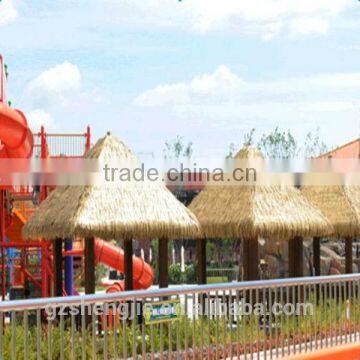 PVC handmade thatch roof,house roof decoration, artificial grass thatch tile