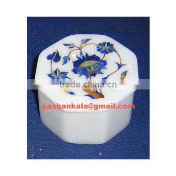 Lapiz Lazuli Marble Inlay Box, Marble Inlay Jewelry Box, Marble Jewelry Boxes, Gemstone Inlay Marble Box, Jewellery Box