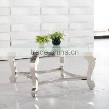 CT07R Metal Base Stainless Steel Marble Top Round Coffee Table photo-3