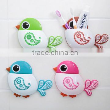 2017 new product bird shaped cartoon toothbrush holder wall mounted toothbrush holder