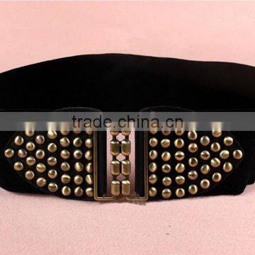 Wholesale Decorative Mushroom Rivet Alloy Buckle Women Lady Wide PU Waist Belt photo-4