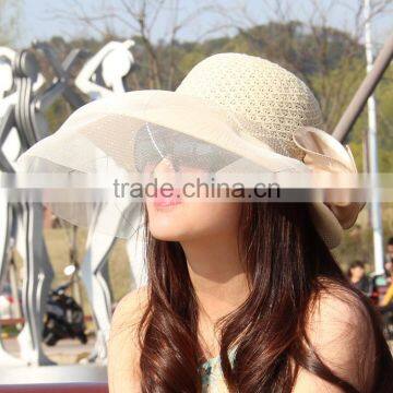 Women Lace Hollow Summer Wedding Lady Straw Hat