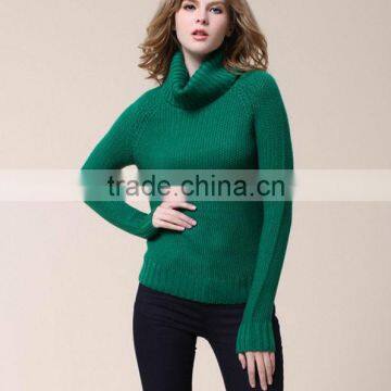 OEM ladies fashion long sleeve turtle neck knitting woman pullover sweater for winter