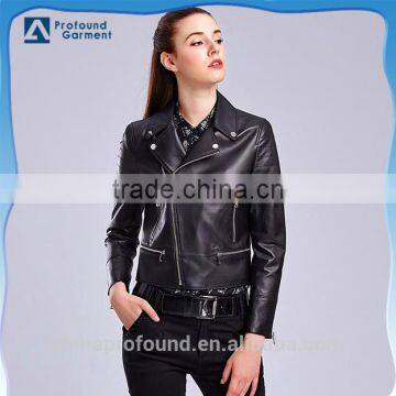 Fashion Design Black Woman Leather Jacket