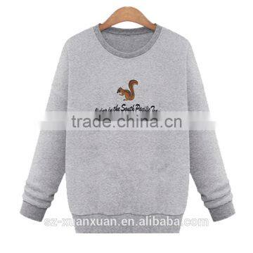 Latest Gray Short Pullover O-neck Hoody With Printing for Women photo-4